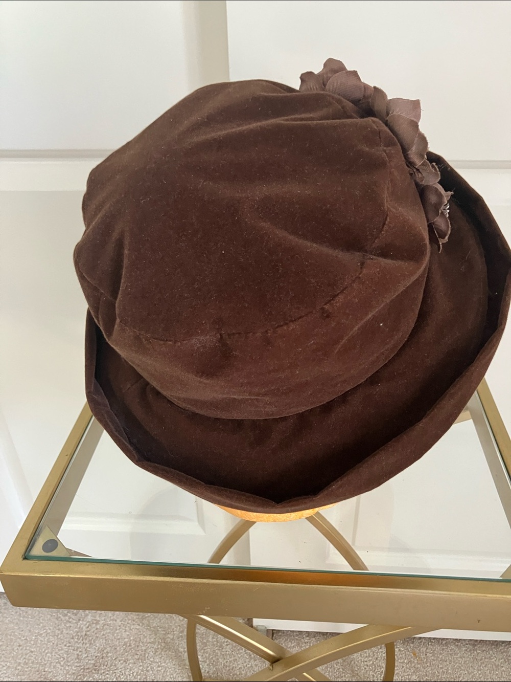 Women's Brown Velvet Flower Cloche Hat - Picture 5 of 6